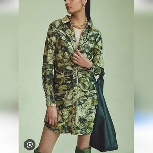 Pilcro Cordoroy Stylish Green Tie-Dye Shirt Dress. Size 10